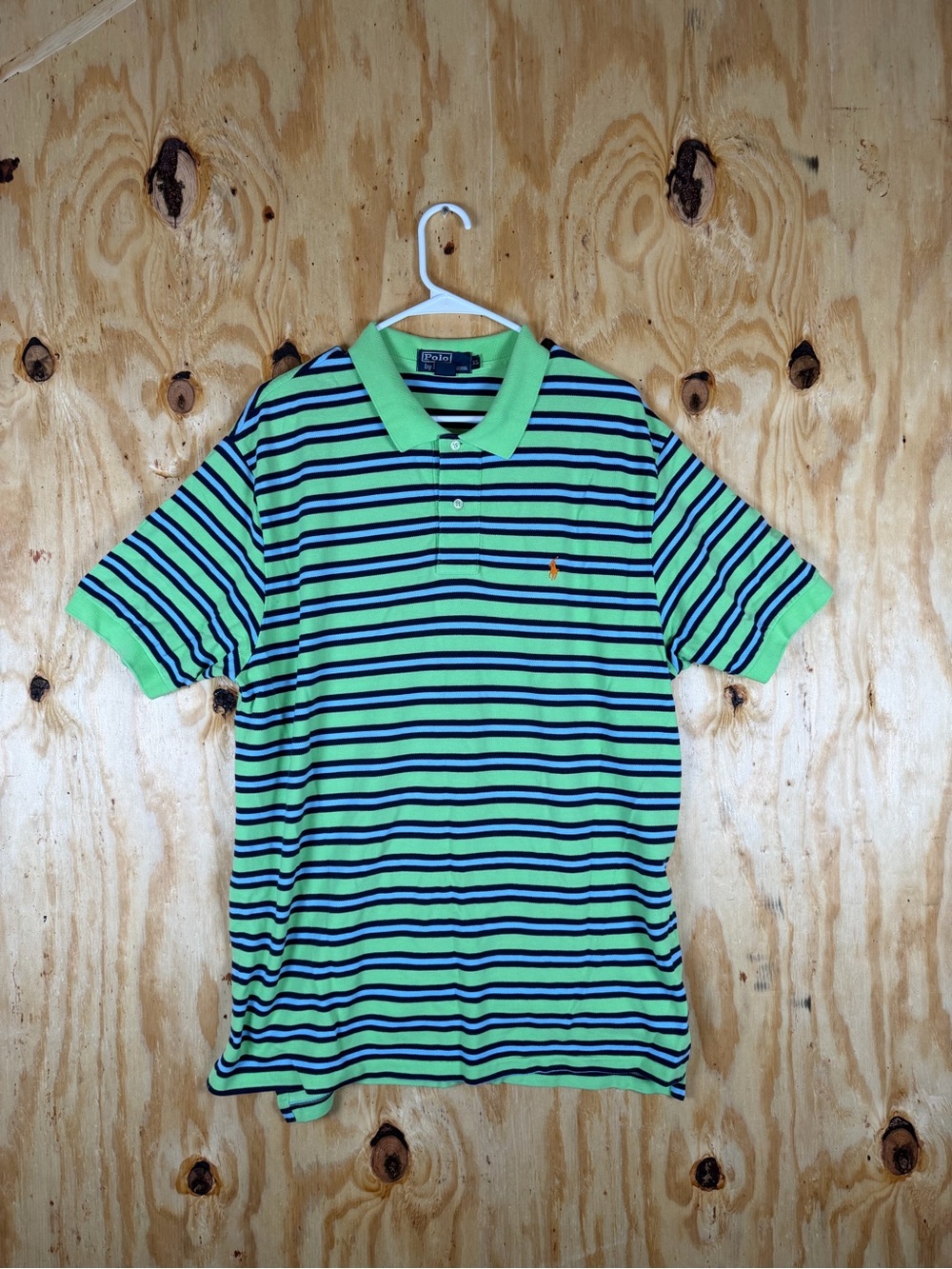 Polo by Ralph Lauren Lime Green Striped Polo with Navy & Black